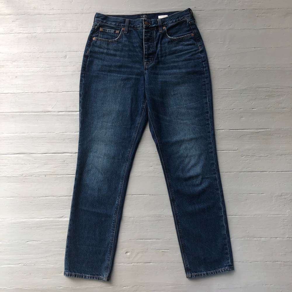 J. Crew High Rise Straight Jeans Size 28T Dark Wash 100% Cotton BX530